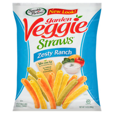 Sensible Portions Garden Veggie Straws Zesty Ranch Vegetable and Potato Snack, 14 oz