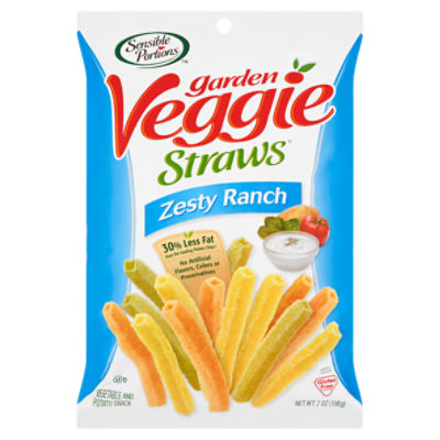 Sensible Portions Garden Veggie Straws Zesty Ranch Vegetable and Potato Snack, 7 oz