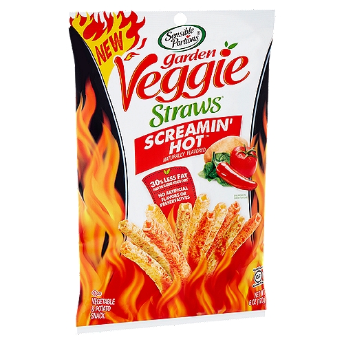 Sensible Portions Garden Veggie Straws Screamin' Hot Vegetable & Potato Snack, 6 oz