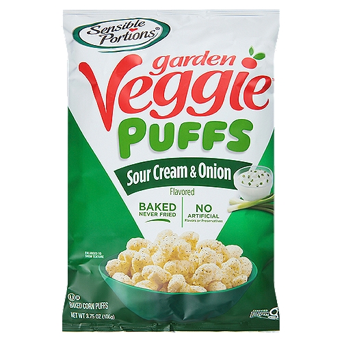 Sensible Portions Garden Veggie Sour Cream & Onion Flavored Baked Corn Puffs, 3.75 oz