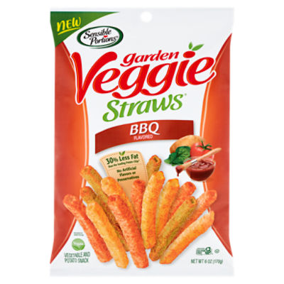 Sensible Portions Garden Veggie Straws BBQ Flavored Vegetable and Potato Snack, 6 oz