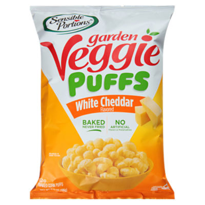 Sensible Portions Garden Veggie White Cheddar Flavored Baked Corn Puffs, 3.75 oz, 3.75 Ounce