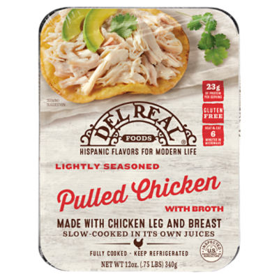 Del Real Foods Lightly Seasoned Pulled Chicken with Broth, 12 oz