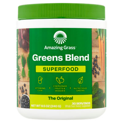 Amazing Grass Greens Blend Superfood: Super Greens Powder Smoothie Mix with  Organic Spirulina, Chlorella, Beet Root Powder, Prebiotics & Probiotics