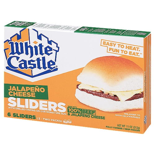 White Castle Jalapeño Cheese Sliders, 6 count, 11 oz
Easy to Heat. Fun to Eat.™