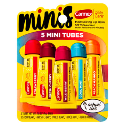 Carmex Daily Care Minis Sunscreen Moisturizing Lip Balm, SPF 15, 0.18 oz, 5 count, 0.9 Ounce
