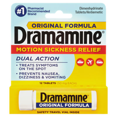 Dramamine Original Formula Motion Sickness Relief Tablets, 50 mg, 12 count
