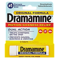 Dramamine Original Formula Dual Action Motion Sickness Relief Tablets, 50 mg, 12 count