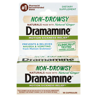 Dramamine NonDrowsy Motion Sickness Relief Dietary Supplement, 18 count