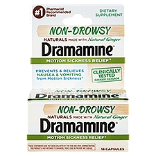 Dramamine Non-Drowsy Motion Sickness Relief Dietary Supplement, 18 count