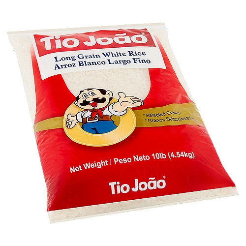 Tio João Long Grain White Rice, 10 lb
*Selected grains
*Selected grains: Tio João rice uses selected varieties, in addition to go through an electronic selection process, with the purpose to remove defective grains.