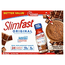 SlimFast Original Creamy Milk Chocolate, 8 count, 2.74 qt
