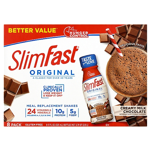 SlimFast Original Creamy Milk Chocolate, 8 count, 2.74 qt