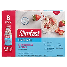SlimFast Original Strawberries & Cream Meal Replacement Shake, 11 fl oz, 8 count