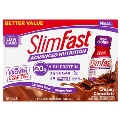 Slim Fast Advance Nutrition Creamy Chocolate Meal Replacement Shake, 8 count, 11 fl oz, 87.92 Fluid ounce