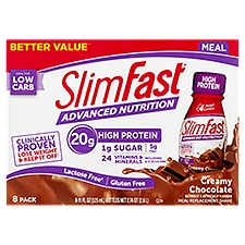 Slim Fast Advance Nutrition Creamy Chocolate Meal Replacement Shake, 8 count, 11 fl oz