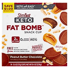 SlimFast Keto Fat Bomb Peanut Butter Chocolate Snack Cup, 0.6 oz, 14 count