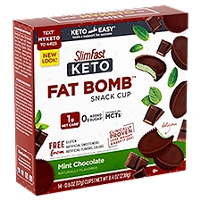 SlimFast Keto Fat Bomb Mint Chocolate Snack Cup, 0.6 oz, 14 count
