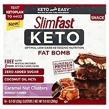 SlimFast Keto Caramel Nut Clusters Fat Bomb Snack, 0.7 oz, 14 count