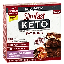 SlimFast Keto Caramel Nut Clusters Fat Bomb, Snack, 9.9 Ounce
