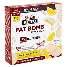 SlimFast Keto Fat Bomb Iced Lemon Drop Snack Cup, 0.6 oz, 14 count