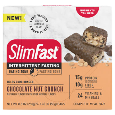 SlimFast Chocolate Nut Crunch Intermittent Fasting Complete Meal Bar, 1
