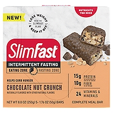 SlimFast Chocolate Nut Crunch Intermittent Fasting Complete Meal Bar, 1.76 oz, 5 count