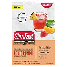 SlimFast Fruit Punch Intermittent Fasting Energizing Hydration Supplement, 0.14 oz, 12 count