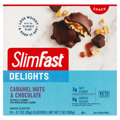 SlimFast Delights Caramel Nuts & Chocolate Snack Cluster, 0.7 oz, 10