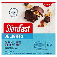 SlimFast Delights Caramel Nuts & Chocolate Snack Cluster, 0.7 oz, 10 count