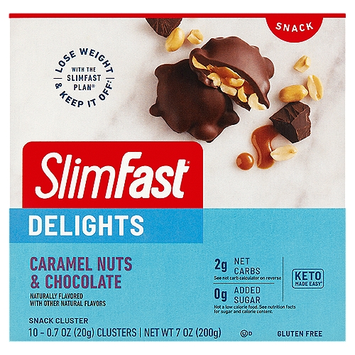 SlimFast Delights Caramel Nuts & Chocolate Snack Cluster, 0.7 oz, 10 count
