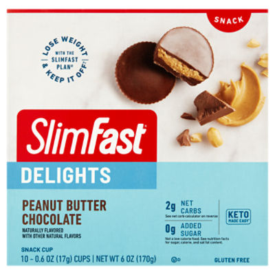 SlimFast Delights Peanut Butter Chocolate Snack Cup, 0.6 oz, 10 count