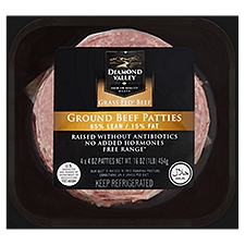 Diamond Valley 85% Lean / 15% Fat Ground Beef Patties, 4 oz, 4 count, 16 Ounce