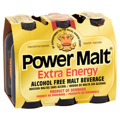 Power Malt Extra Energy Alcohol Free Malt Beverage, 11.2 fl oz, 6 count