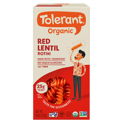 Tolerant Organic Red Lentil Rotini Pasta, 8 oz