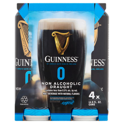 Guinness 0 Non Alcoholic Draught, 14.9 fl oz, 4 count