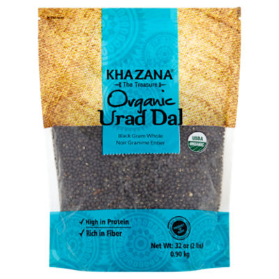 Khazana Organic Whole Black Gram Urad Dal, 32 oz