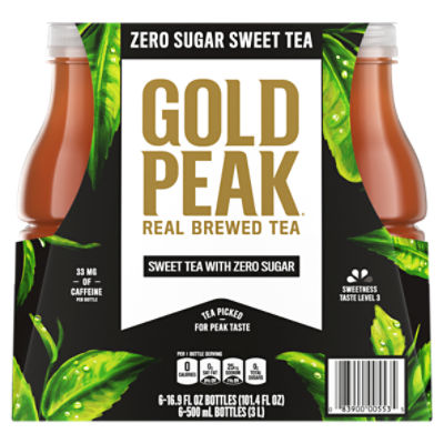 Gold Peak Zero Sugar Sweet Tea Bottles, 16.9 fl oz, 6 Pack