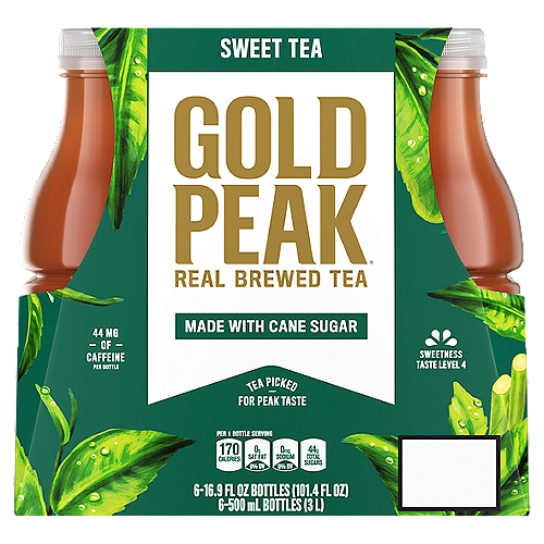 Gold Peak Sweetened Black Tea Bottles, 16.9 fl oz, 6 Pack