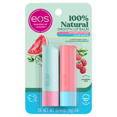 Evolution of Smooth Watermelon Frosé Lychee Martini 100% Natural Smooth Lip Balm, 2 count, 0.14 oz