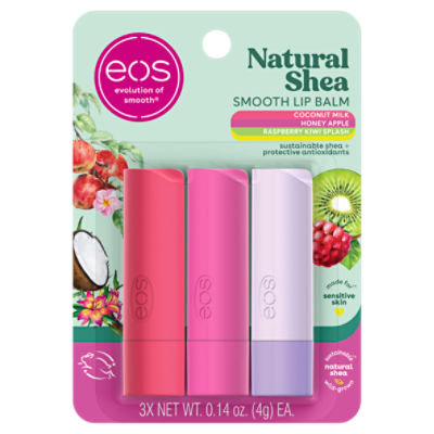 eos Natural Shea Smooth Lip Balm, 0.14 oz, 3 count