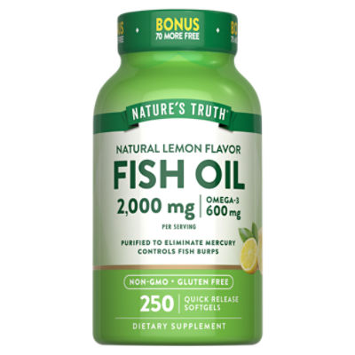 Nature's Truth Natural Lemon Flavor Fish Oil Dietary Supplement, 2,000 mg, 250 count