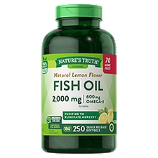 Nature's Truth Vitamins Natural Lemon Flavor Fish Oil 1000 mg, Quick Release Softgels, 250 Each