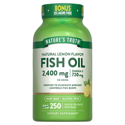 Nature's Truth Natural Lemon Flavor Fish Oil Dietary Supplement, 250 count