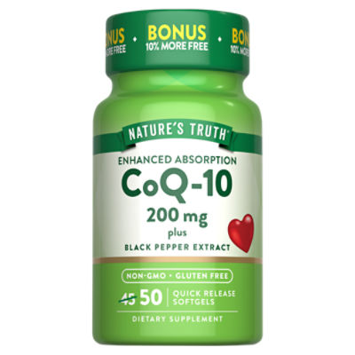 Nature's Truth Enhanced Absorption CoQ-10 Dietary Supplement, 200 mg, 50 count