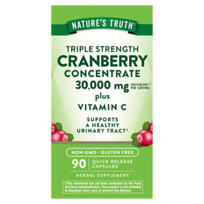Nature's Truth Triple Strength Cranberry Concentrate Plus Vitamin C Herbal Supplement, 90 count