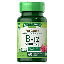 Nature's Truth Vitamins Methylcobalamin B-12 Fast Dissolve Tabs, 5000 mcg, 60 count