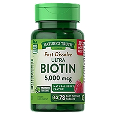 Nature's Truth Vitamins Ultra Biotin 5000 mcg, Fast Dissolve Tabs, 78 Each