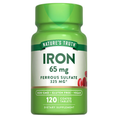 Nature's Truth Iron Ferrous Sulfate Dietary Supplement, 65 mg, 120 count