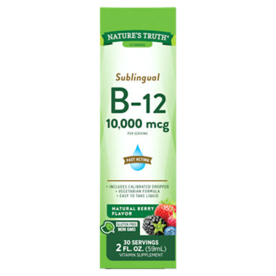 Nature's Truth Delicious Berry Flavor Sublingual B-12 Liquid Vitamin Supplement, 2 fl oz